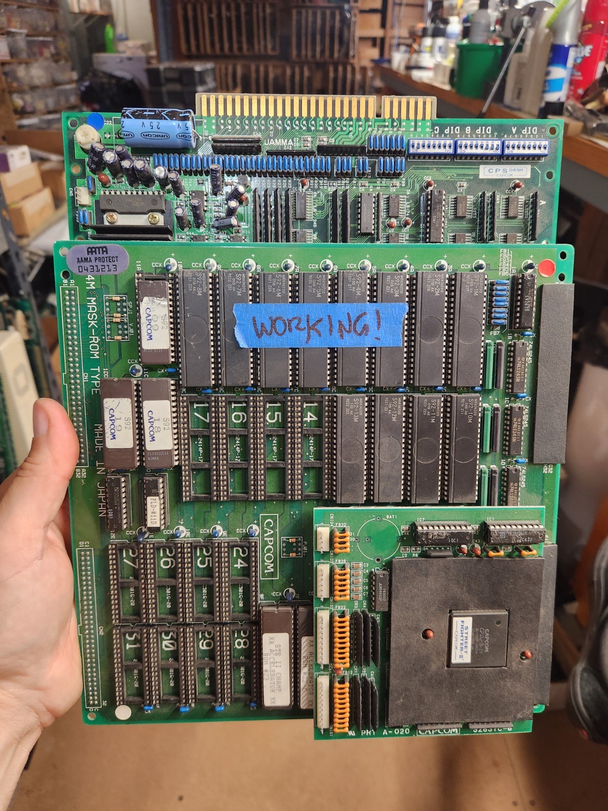 Capcom CPS1 Street Fighter II Champion Edition JAMMA PCB Working A B C board.