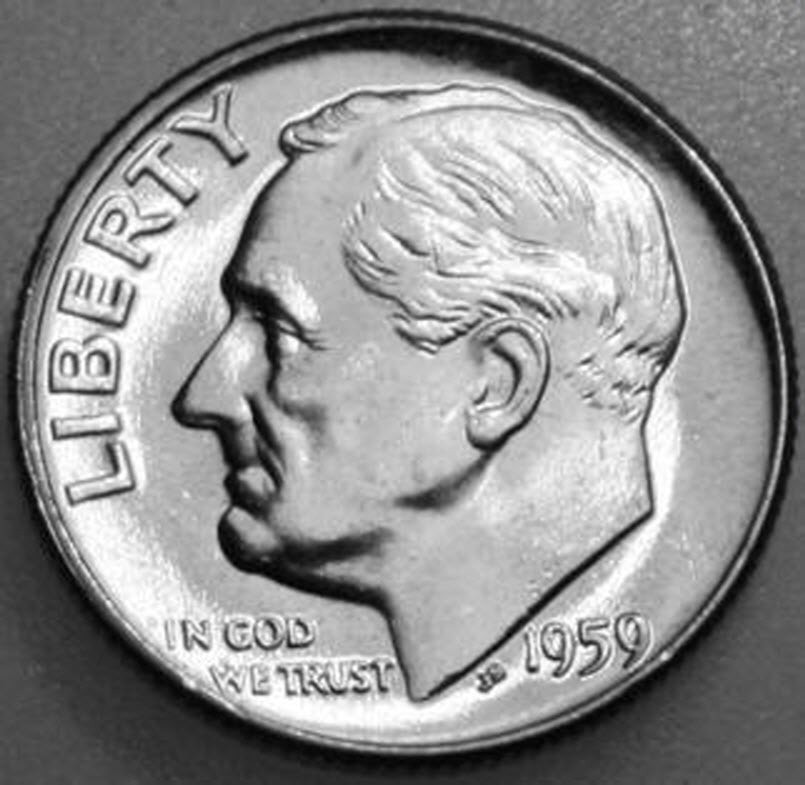 1959-P Roosevelt Dime Uncirculated BU 90% Silver
