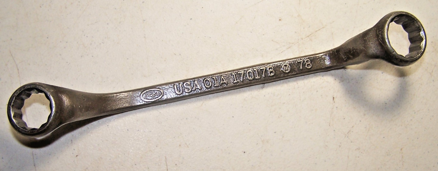 Vintage FORD  01A-17017B 78 Double Offset Box Wrench, Made in USA. Ford Script