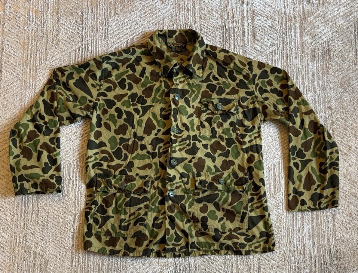Hunter’s Choice Duck Camo Jacket Size M 100% Cotton Hunting Shirt Vintage