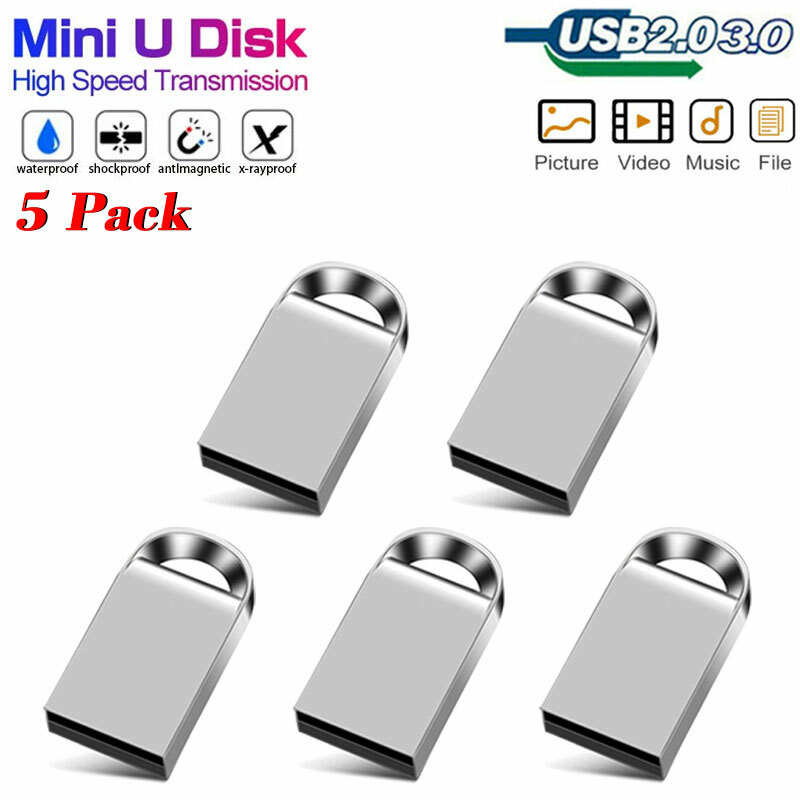 5 Pack USB 2.0 Mini Flash Drive Memory Thumb Stick 64GB 32GB 16GB 8GB 4GB U Disk