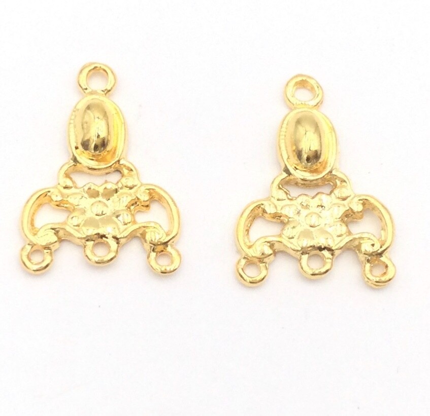 3 Strand Connect Gold Vermeil over Sterling Silver .925-Bali Filigree Chandelier
