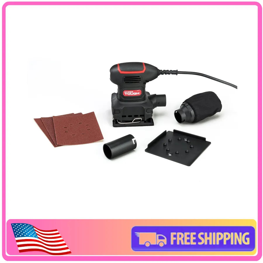 Hyper Tough 2 Amp Corded Palm Sander with Dust Bag and Accessories