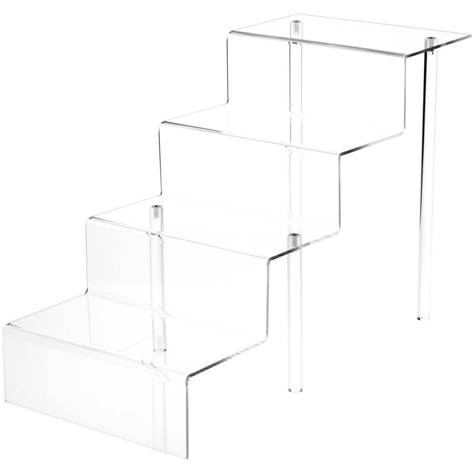 Plymor Clear Acrylic Large 4-Step Display Stairs, 16.25" H x 12" W x 24" D