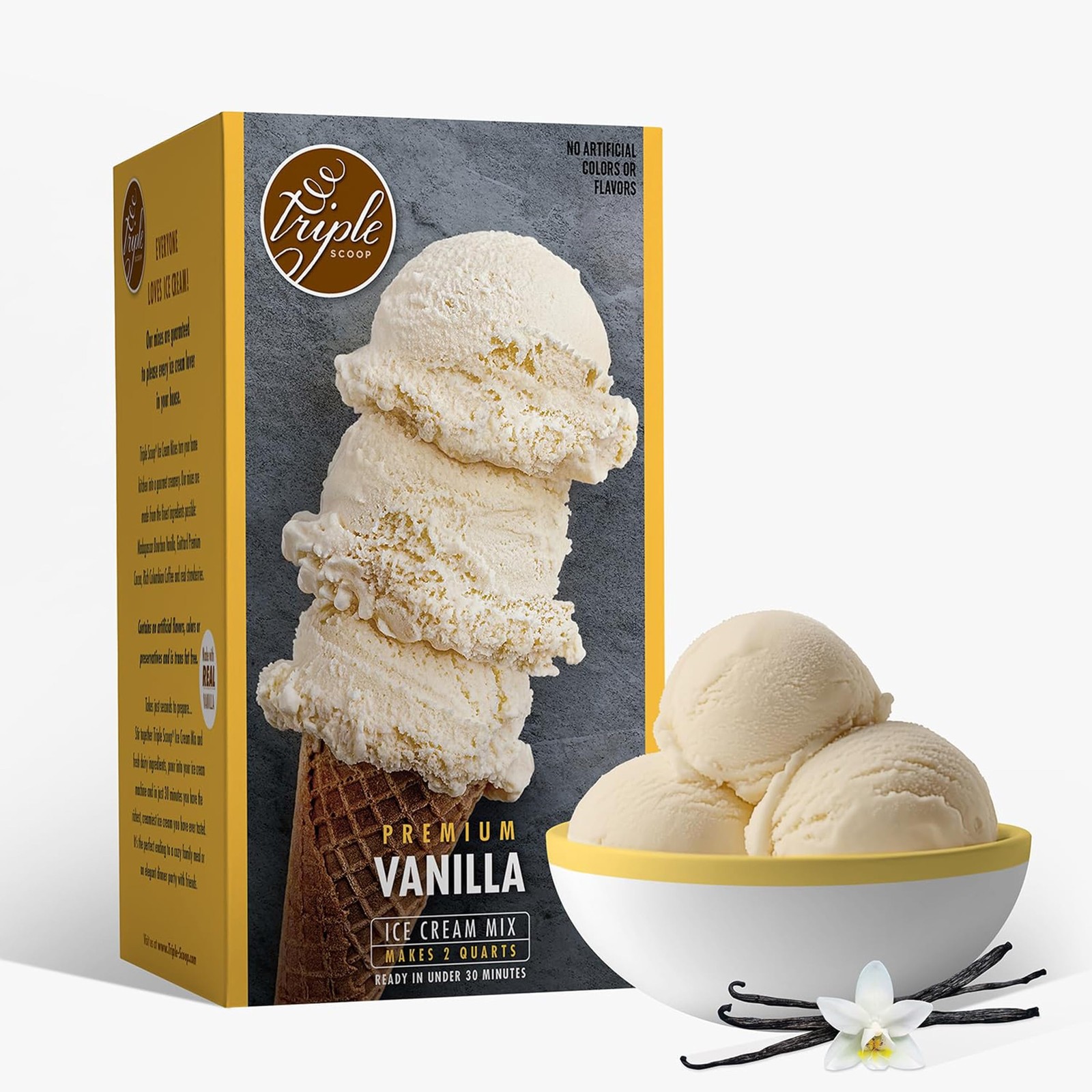 Triple Scoop Premium Vanilla Ice Cream Mix for Ice Cream Maker Easy Delicious Ho