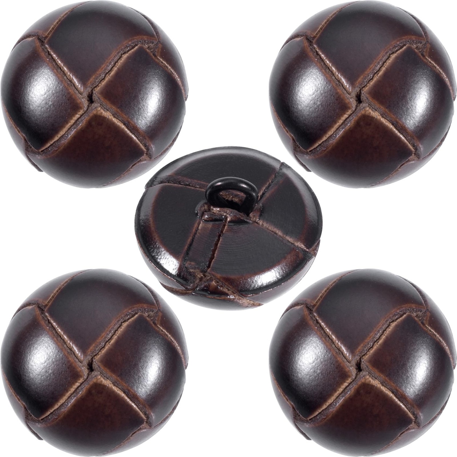 Winsyison 5pcs Genuine Leather Buttons for Clothes, 20mm 20mm, Brown-20mm