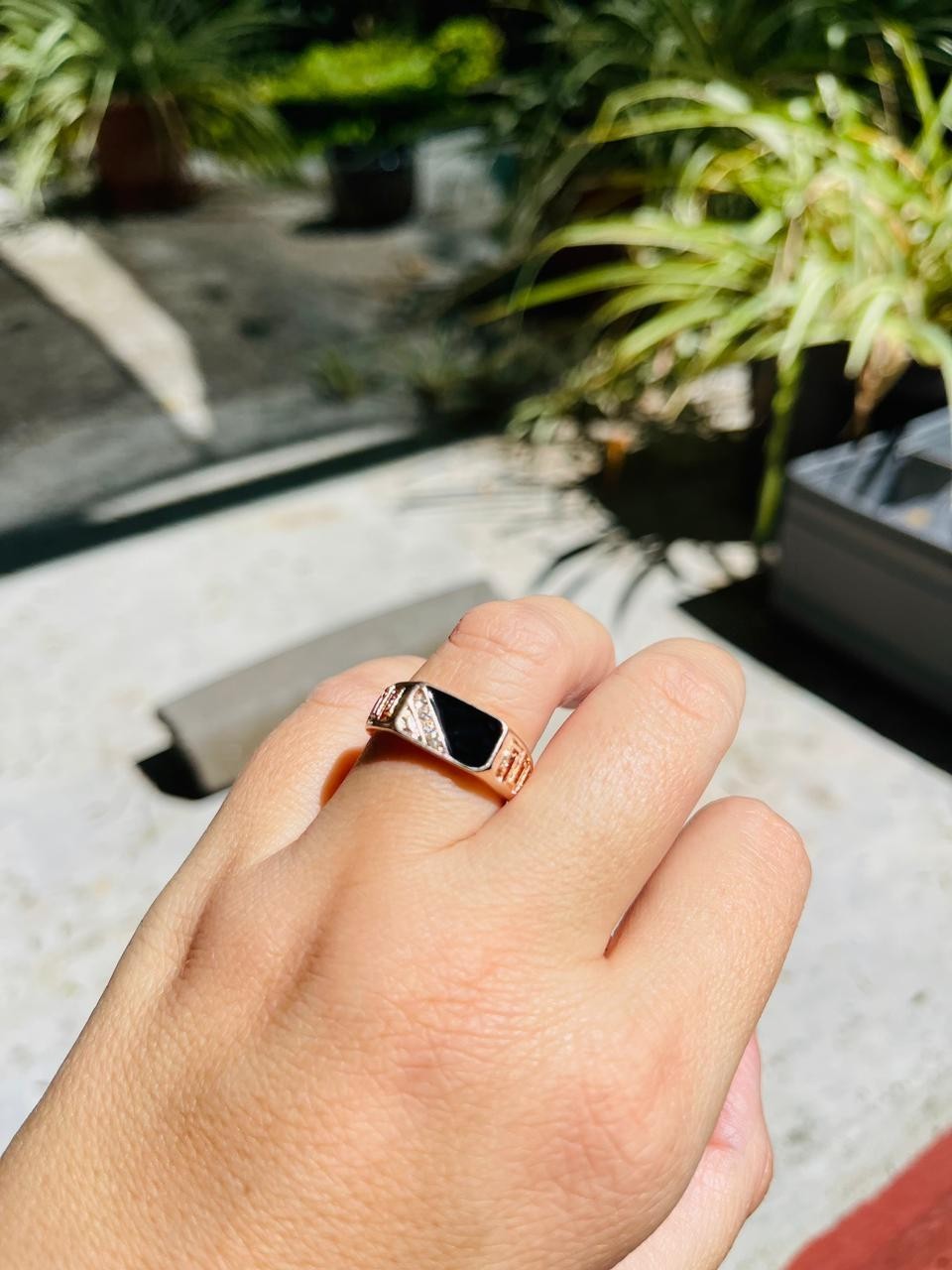 Classic black stone ring/yu73