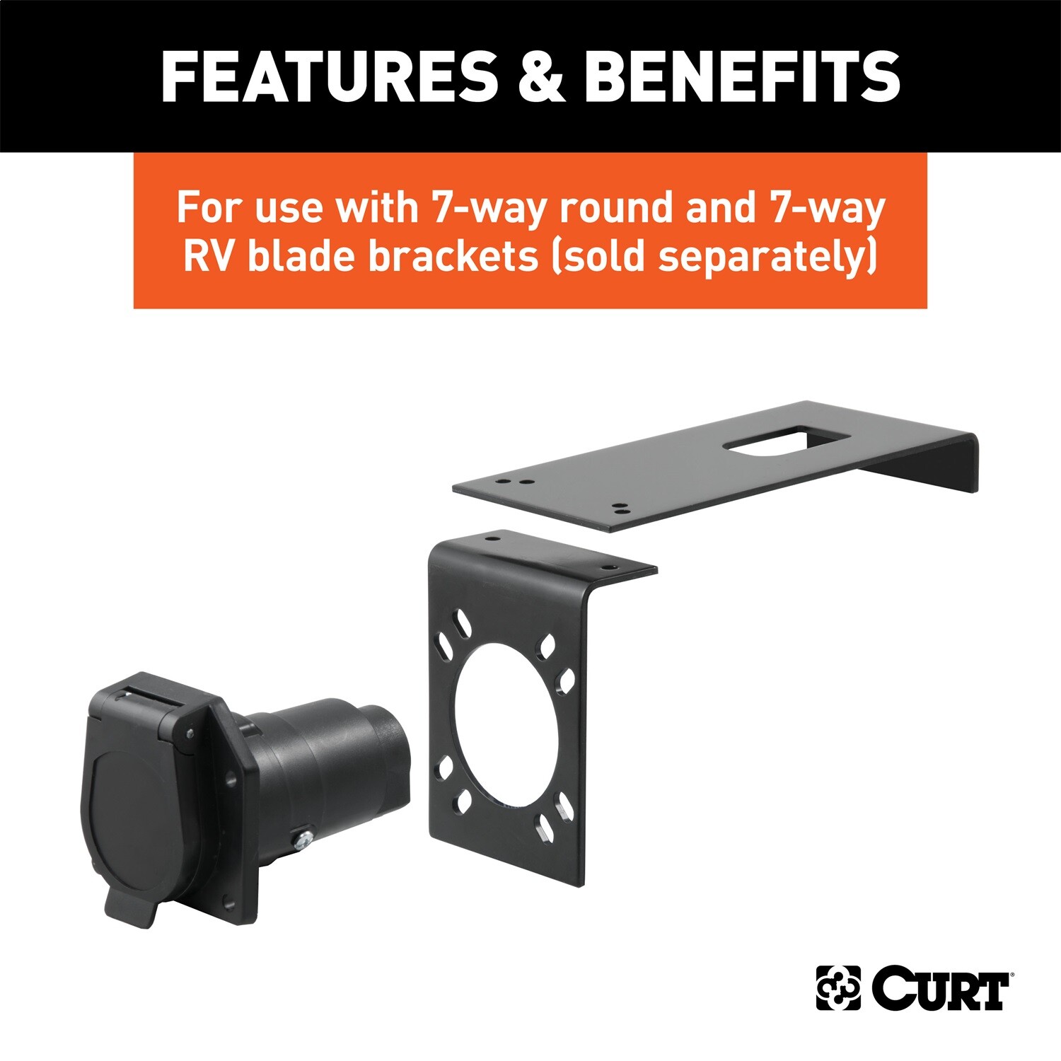 CURT 57202 Connector Bracket Mount for 7-Way Bracket (Packaged)