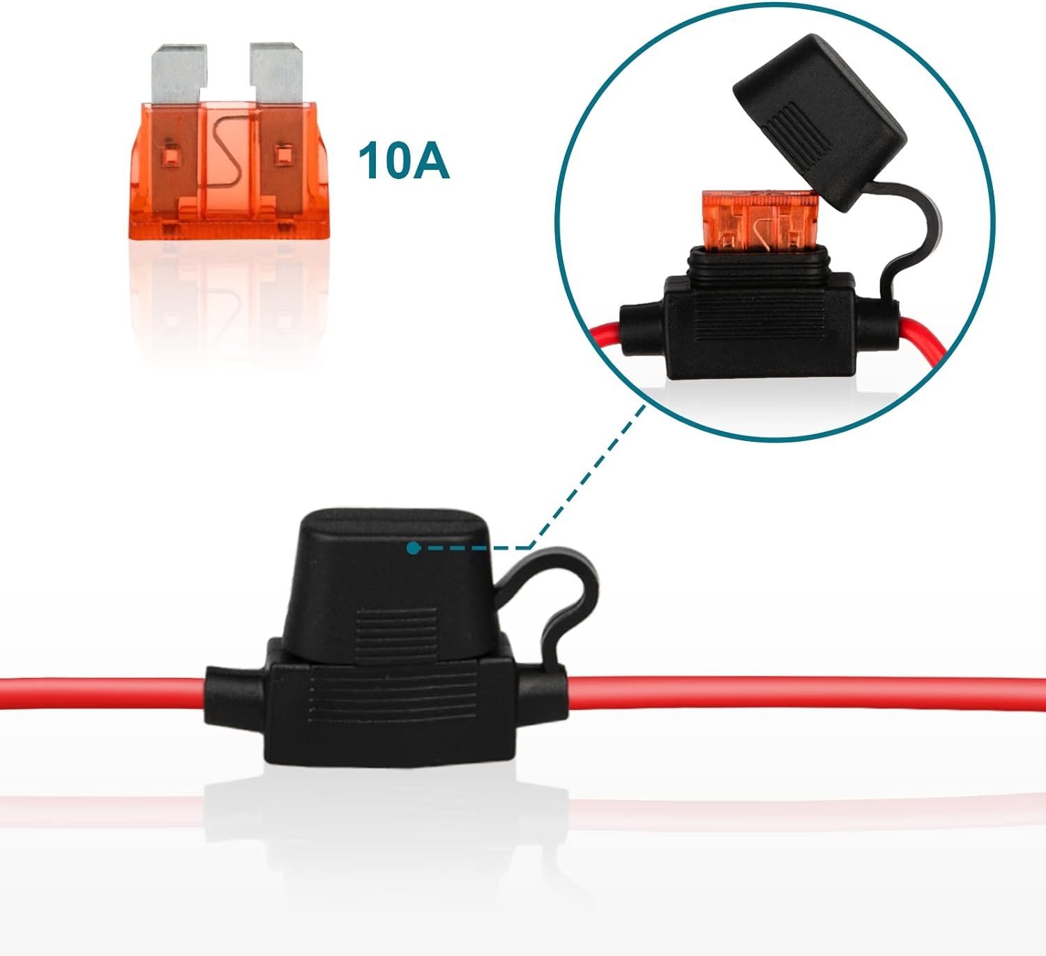 SAE Extension Cable, 2FT 10AWG SAE Battery Connector, Ring Terminal Harness Acce