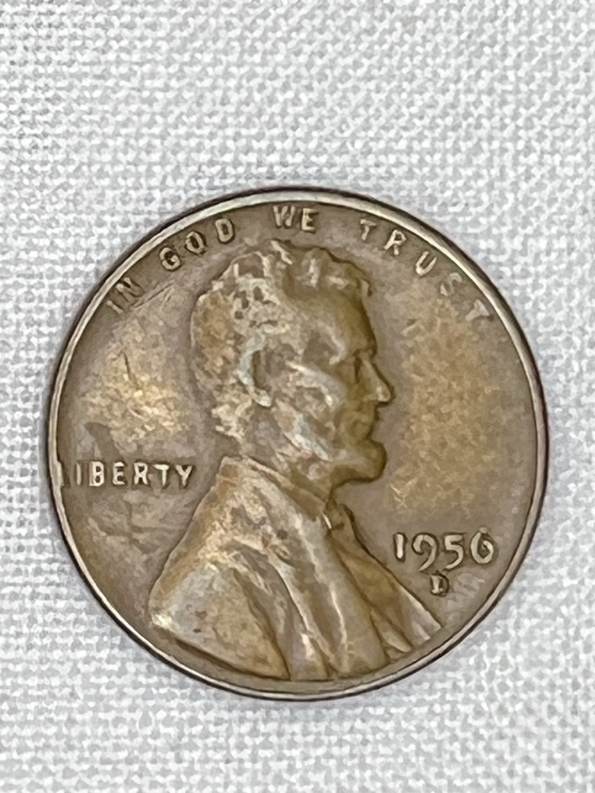1956 D Lincoln Wheat Penny Error, L On The Rim