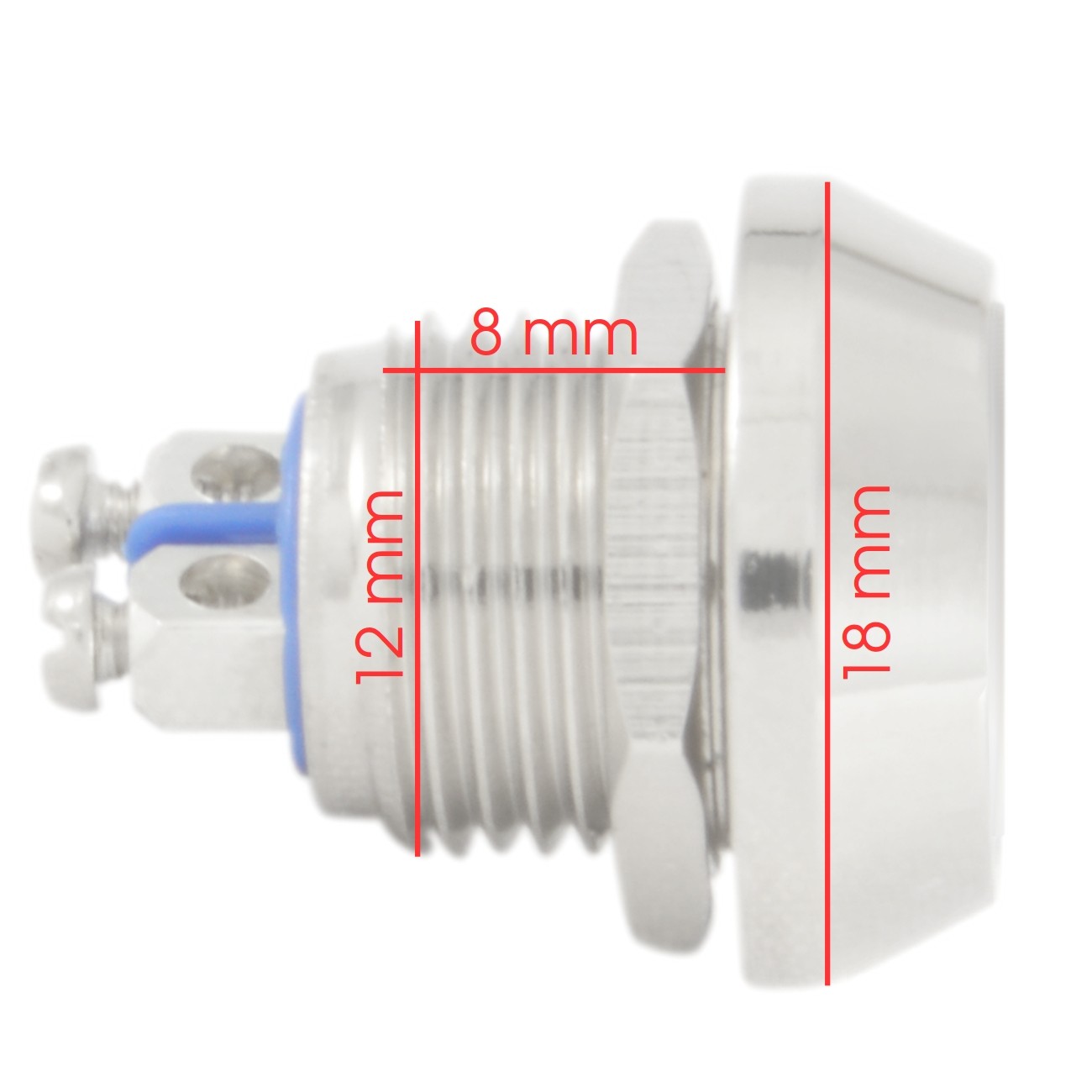 12mm Boat Horn / Starter Switch Circular Metal Momentary Push Button Waterproof