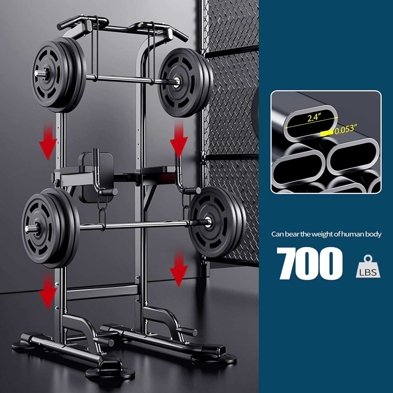 Power Tower Adjustable Height Pull up & Dip Station Multi-Function Home Strength