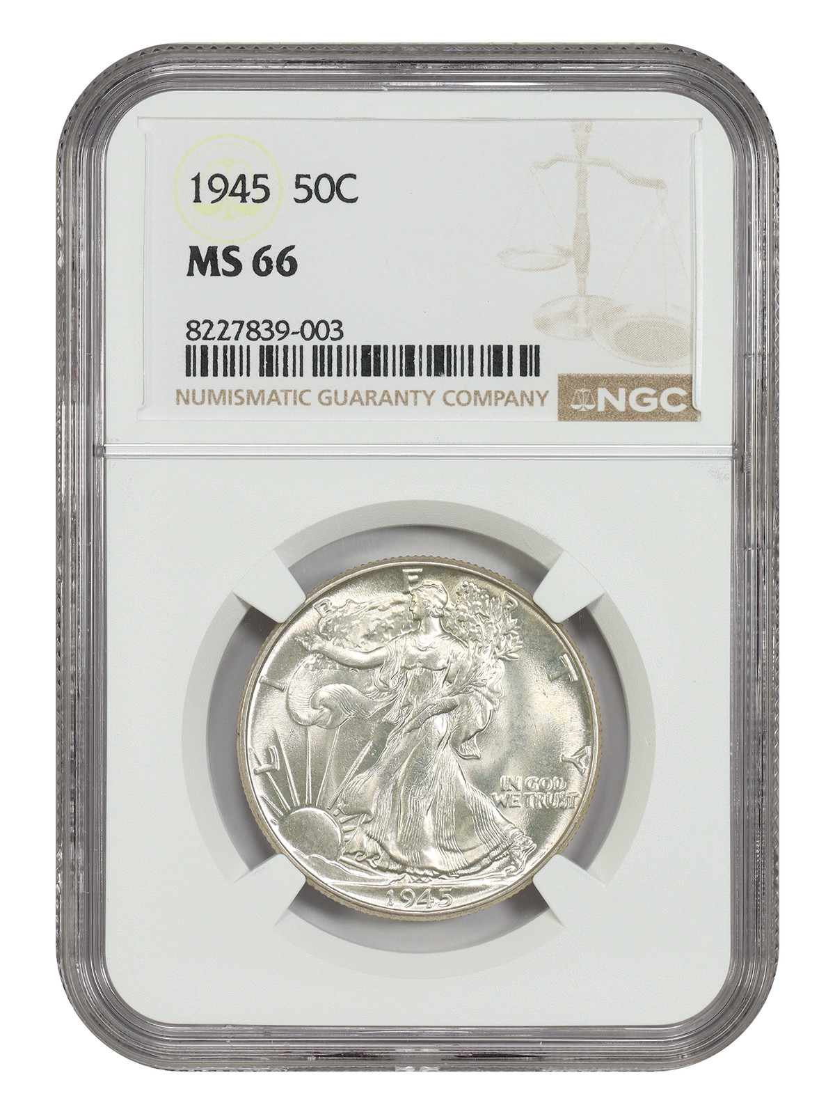 1945 50C NGC MS66 - Walking Liberty Half Dollar
