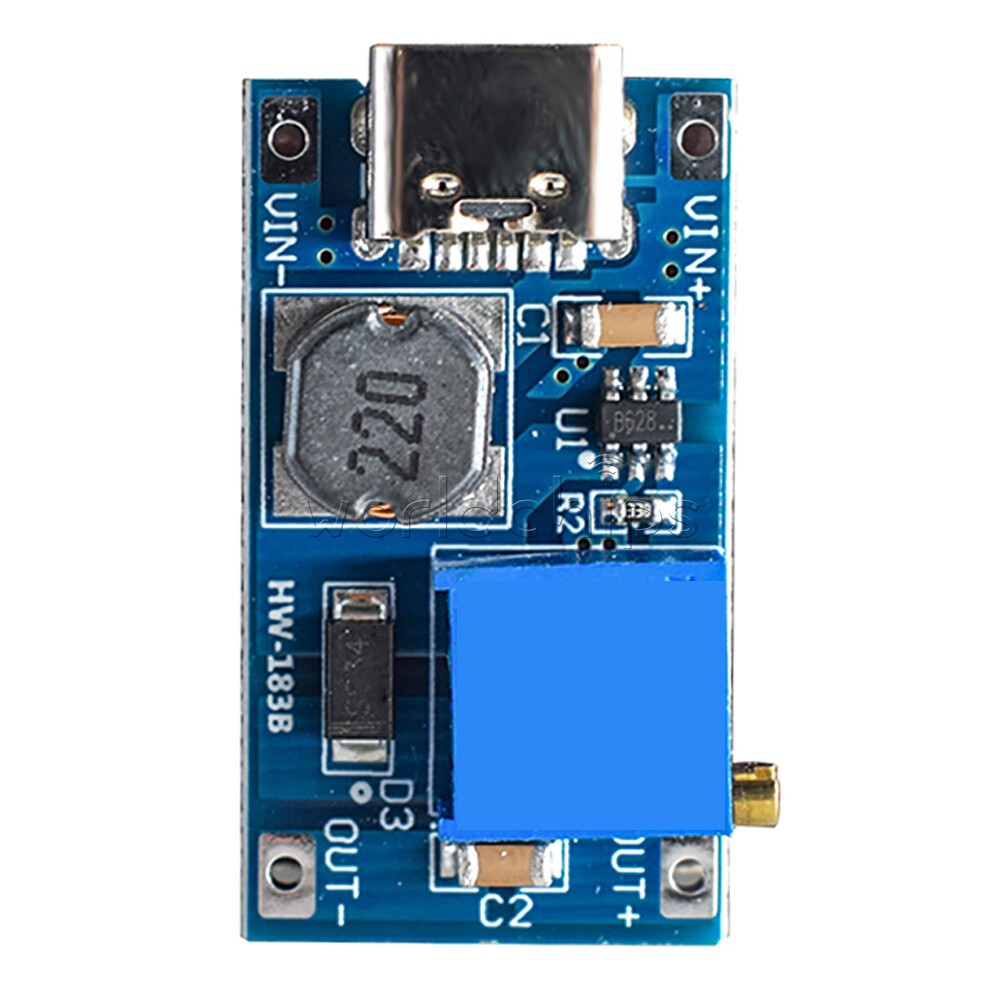 2A Step-up Board MT3608 2V-24V Input DC Boost Converter Module Micro USB/Type-C