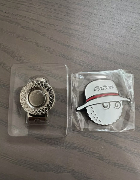MALBON Golf Marker Bucket Hat Ball Marker with Magnetic Hat Clip (White)