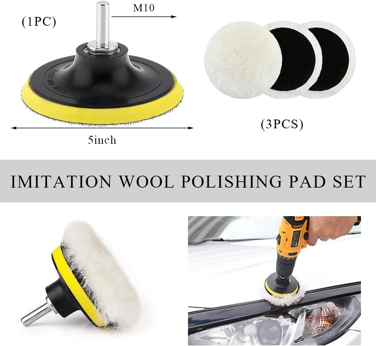 5 Inch Polishing Buffing Pad, Polishing Buffing Wheel Hook and Loop Compound Cut