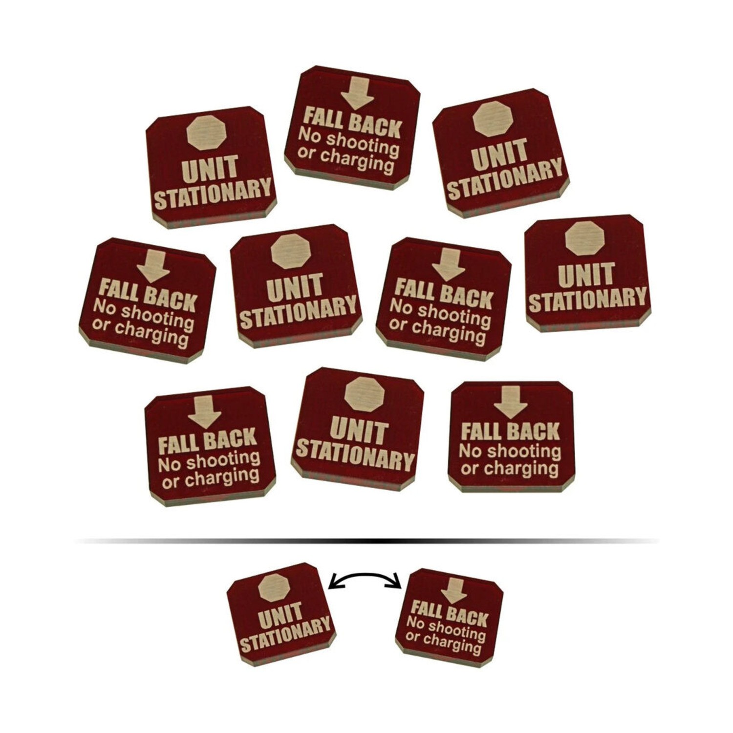 Litko Warhammer 40  WHv9 - Fall Back/Stationary Double-Sided Tokens, Fluor New