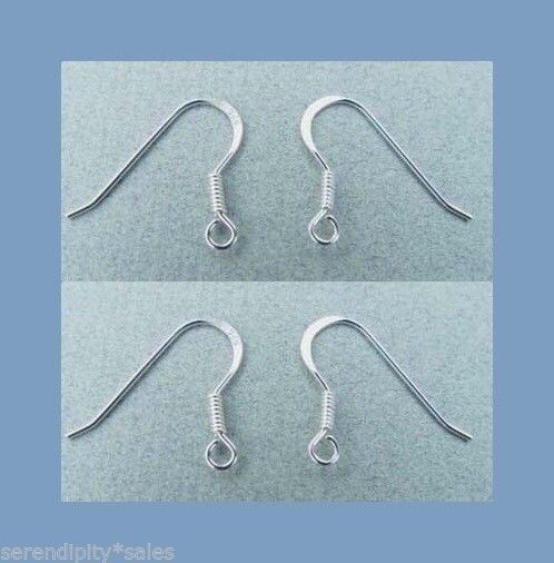 50 each (25 pairs) Sterling Silver Filled Flat Hooks Ear Wires with Coil + Loop