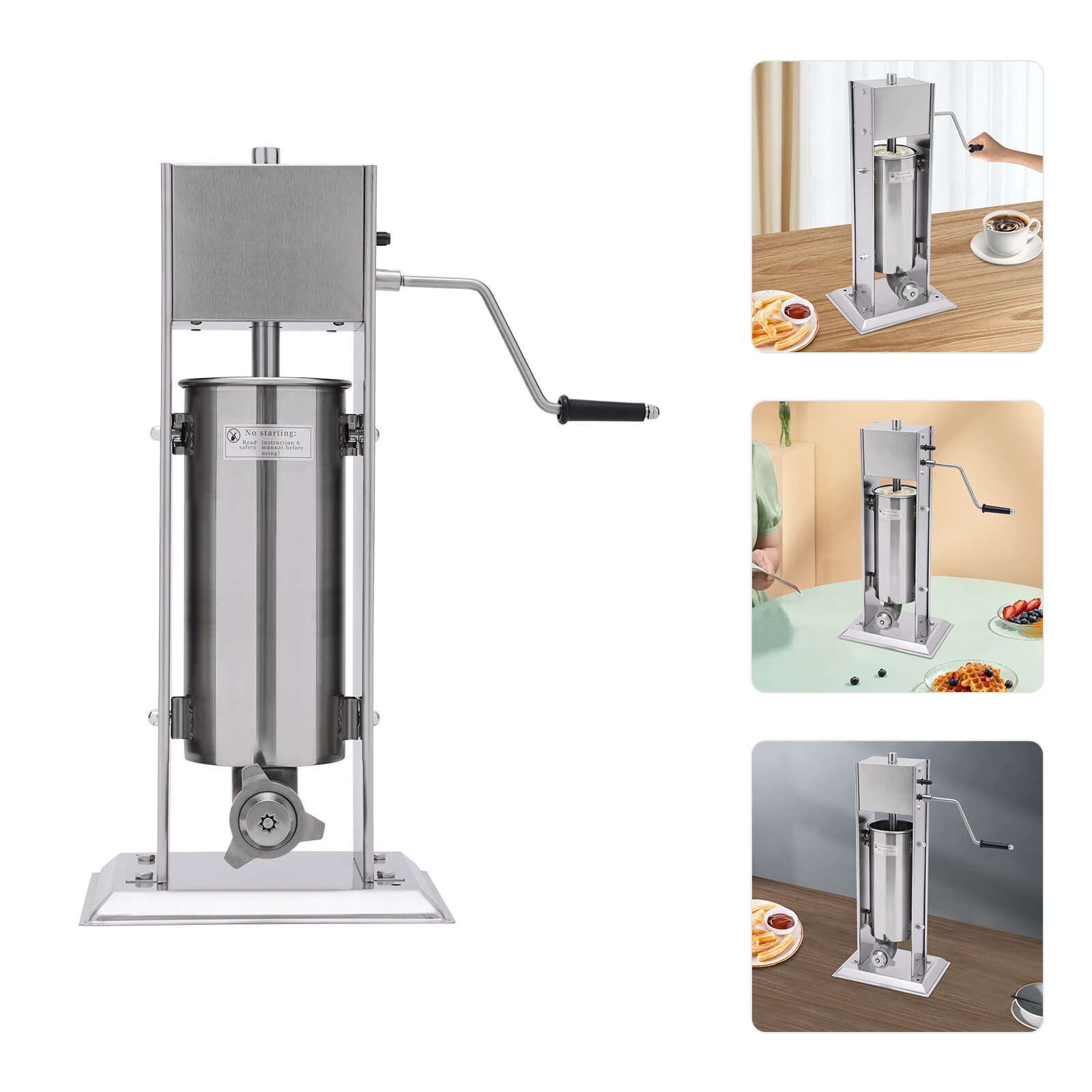 5L Commercial Manual Churro Maker Machine +4 Nozzles Fit Restaurant Home