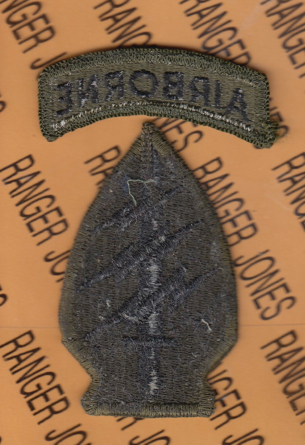 Special Forces Group Airborne SFGA OD Green & Black BDU patch tab set m/e