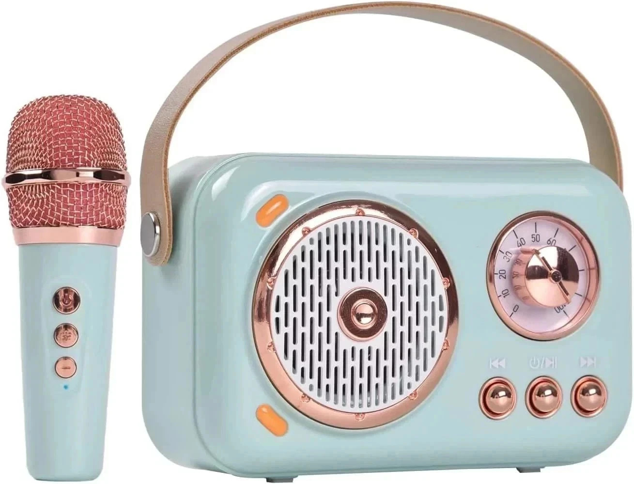 Portable Bluetooth Speaker with Microphone Set, Retro Speaker with Home Karaoke
