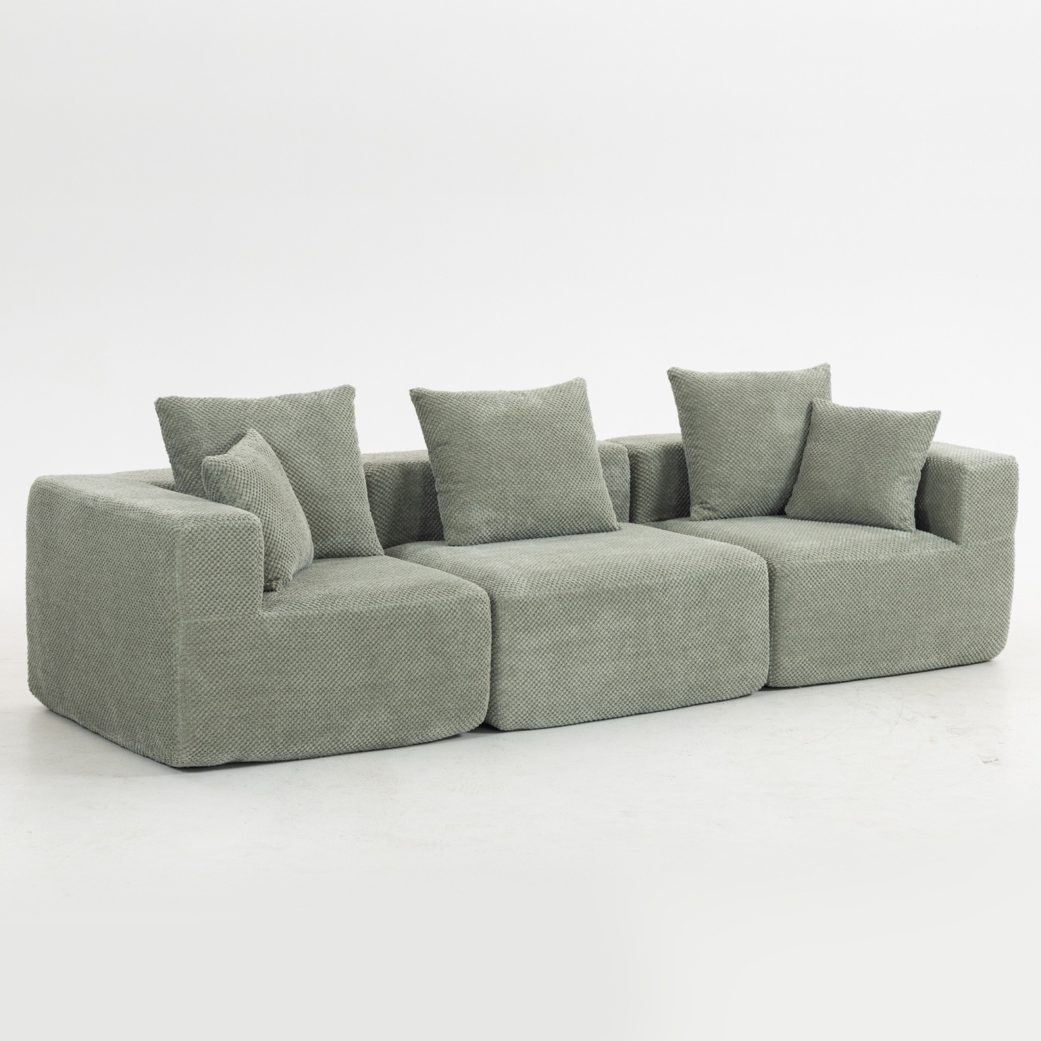 Modern Modular 3-Seat Sectional Sofa All-Foam Deep-Seat Couch for Small Spaces