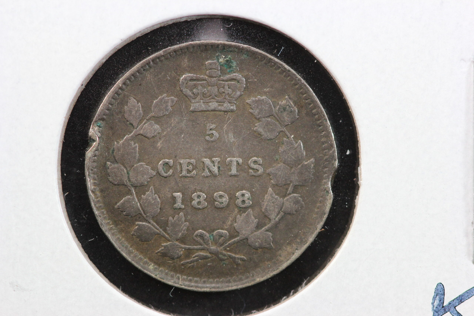 1898 Canada 5 Cents Damaged KM# 2 3PNB