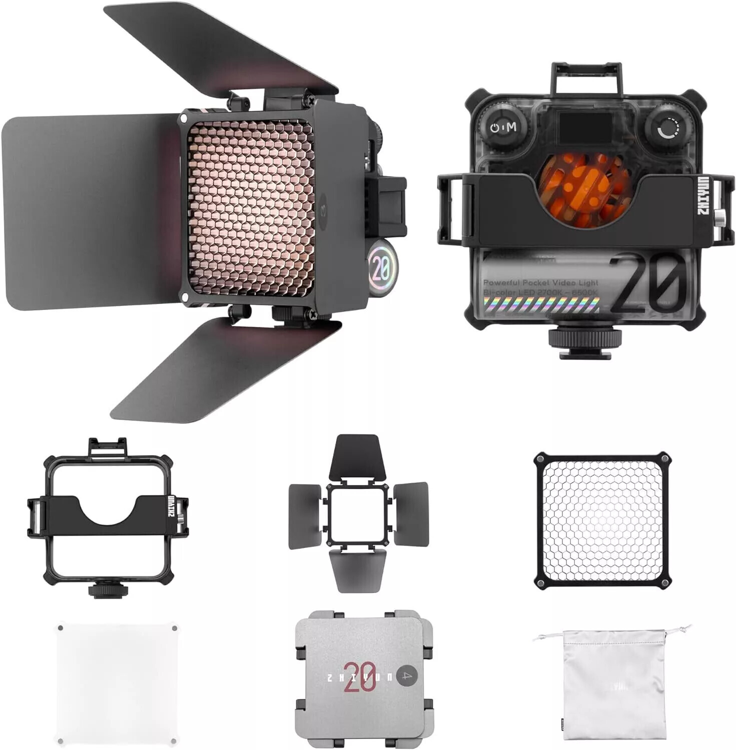 Zhiyun FIVERAY M20 Combo 20W LED Pocket Camera Light 2700K-6500K CRI 95+ Bandoor