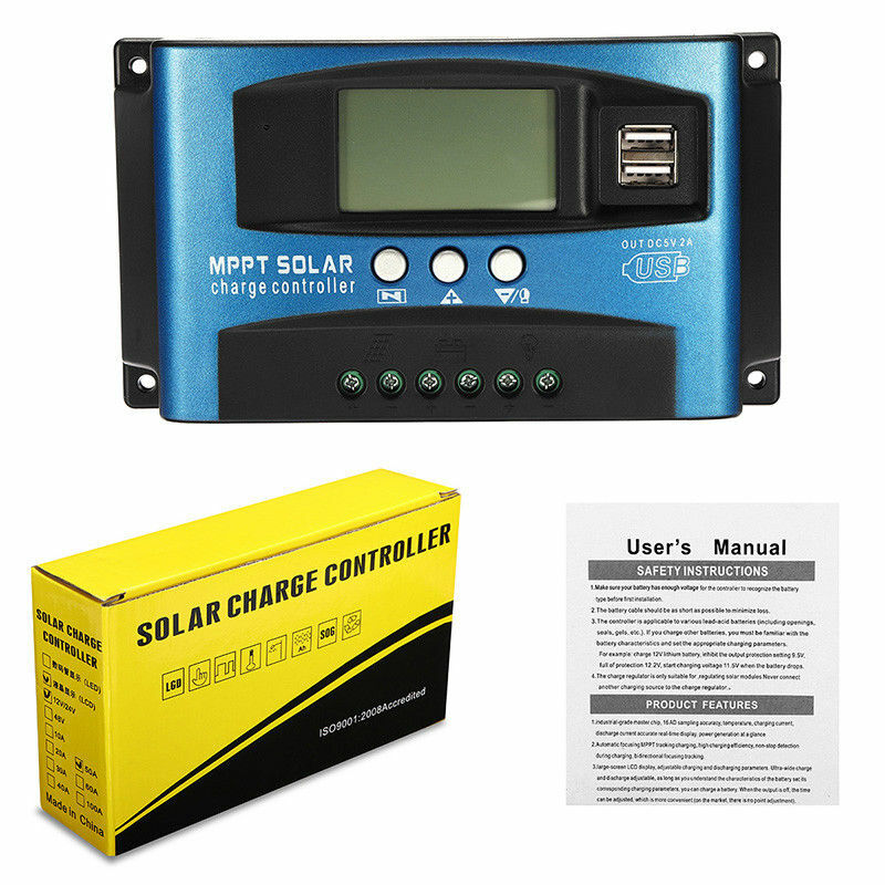 100A MPPT Solar Panel Regulator Charge Controller 12V/24V Auto Focus Tracking