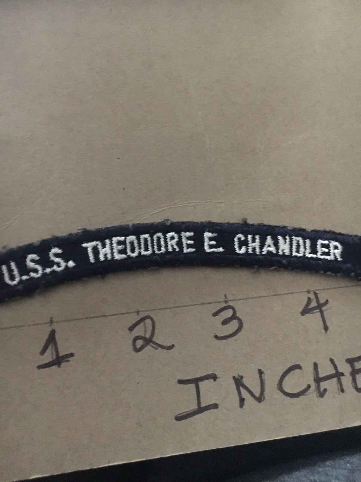 US NAVY SHOULDER STRIP TAB *** rocker *** Patch USS Theodore E. Chandler