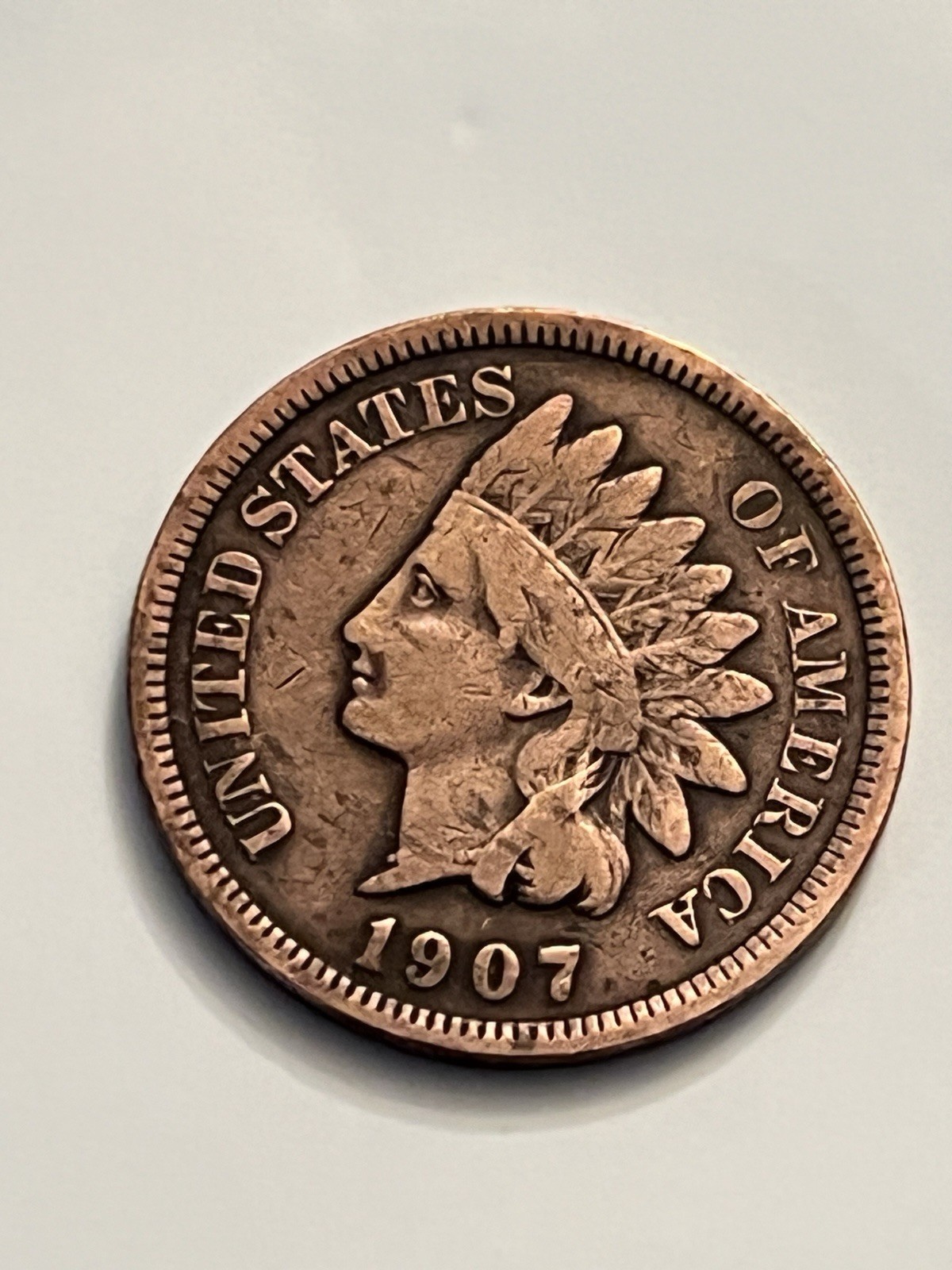 1907 Indian Head Cent AG-G Weak LIBERTY BN21