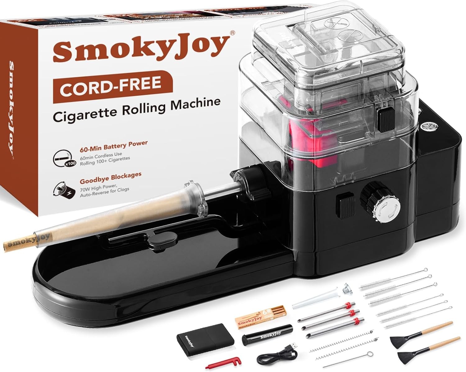 Cord-Free Automatic Cigarette Rolling Machine Electric Roller Cone Loader Machin