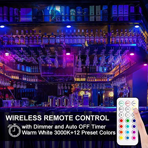 LED Puck Lights with Remote Control, Wireless Under Cabinet Lighting, Battery
