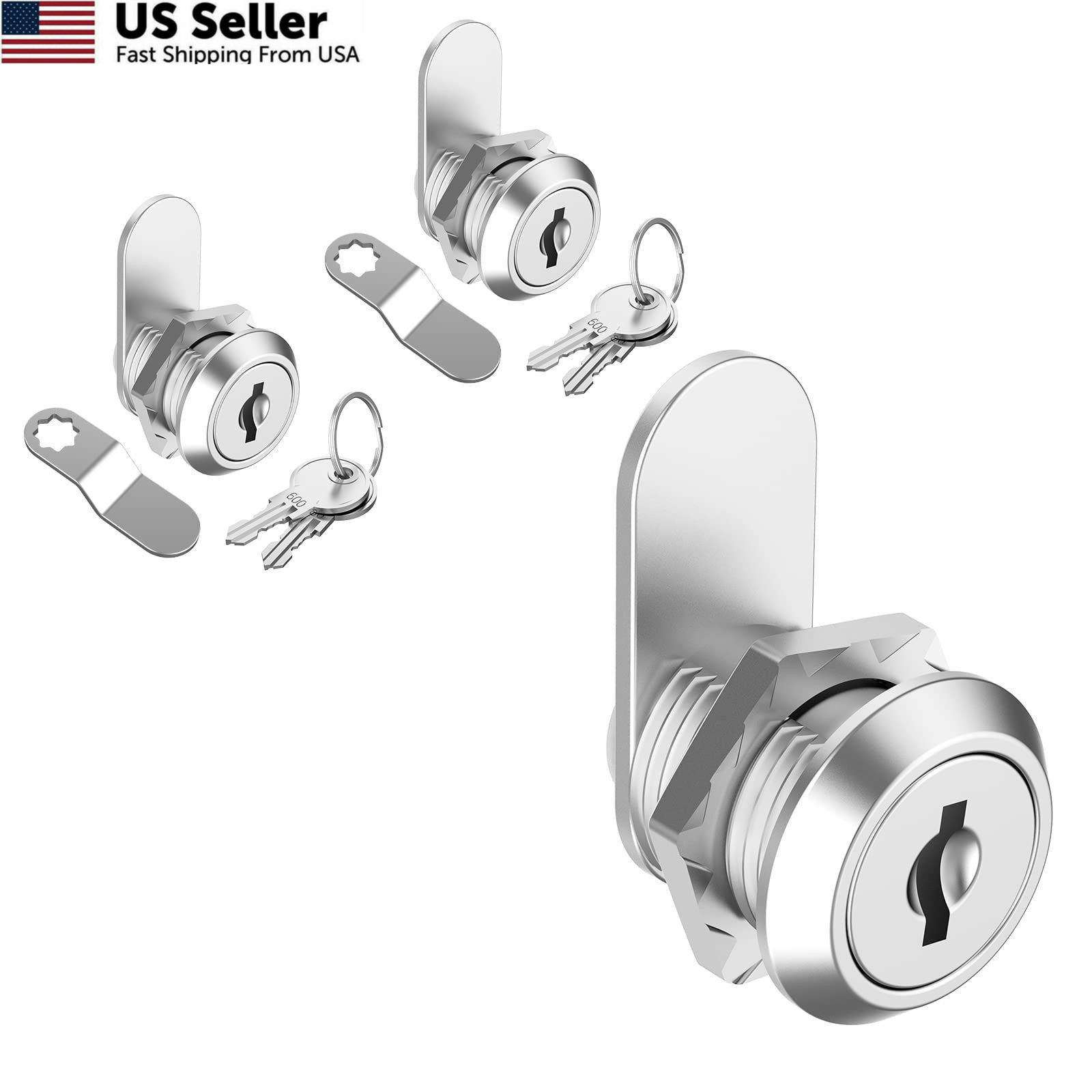 inBovoga 2 Pack Cabinet Locks with Keys, 5/8" 2 5/8 Inch Silver, Silver
