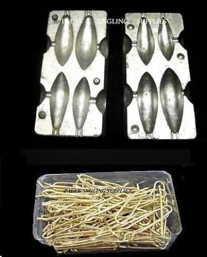 Sea Fishing Lead Weight Mould 4 in1 & 200 Black  Loops Size 2 .