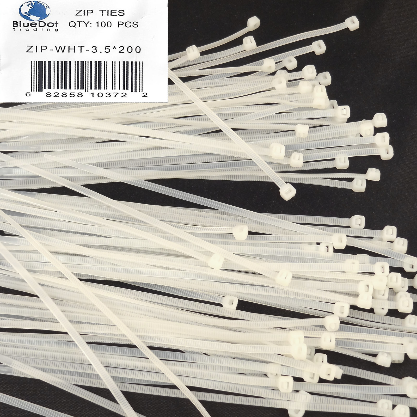 NEW 100pcs WHITE 8" 3.5x200mm Locking Nylon Plastic Cable Wire Zip Tie Cord Wrap