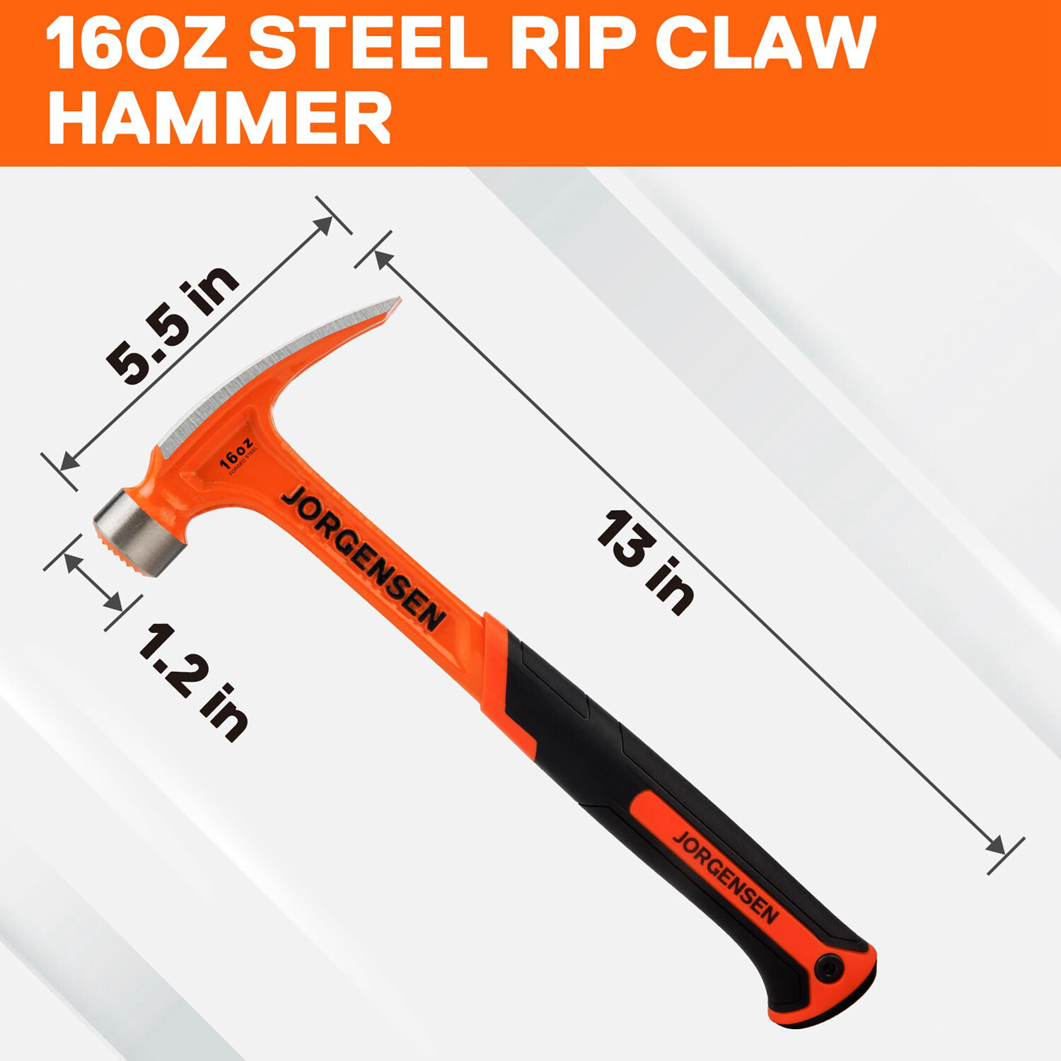 Jorgensen 16 oz Straight Claw Hammer Rip Claw Hammer Heavy Duty One-piece Hammer