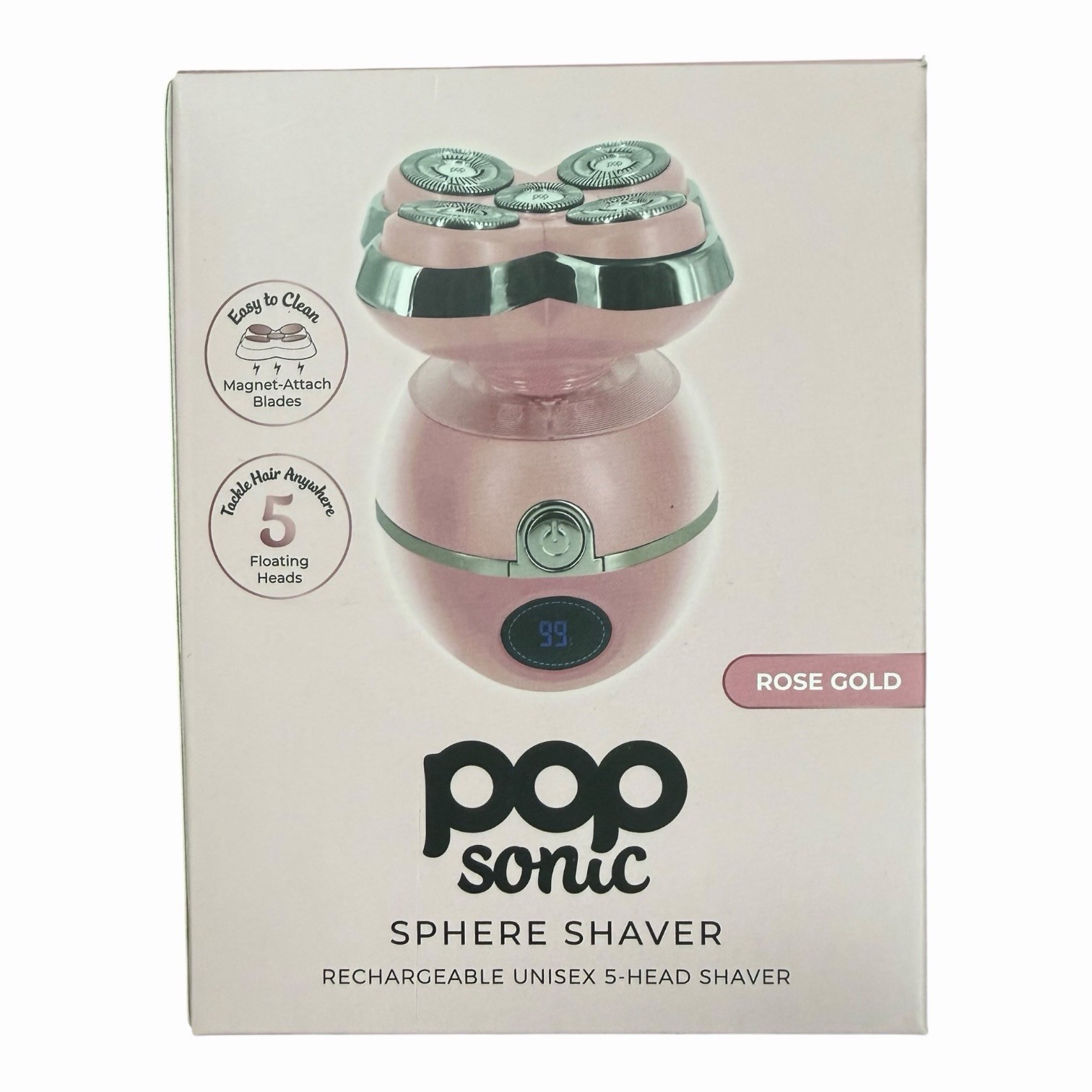 Pop Sonic Unisex 5-Head Rechargeable Shaver In Rose Gold Color