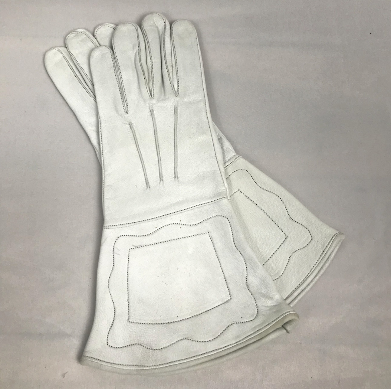 White Leather Gauntlets - Civil War Reenactment US or CS - Size Small