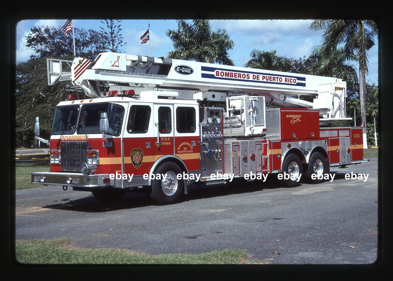 Puerto Rico FS 1998 Emergency One Bronto Skylift 114' Fire Apparatus Slide G166
