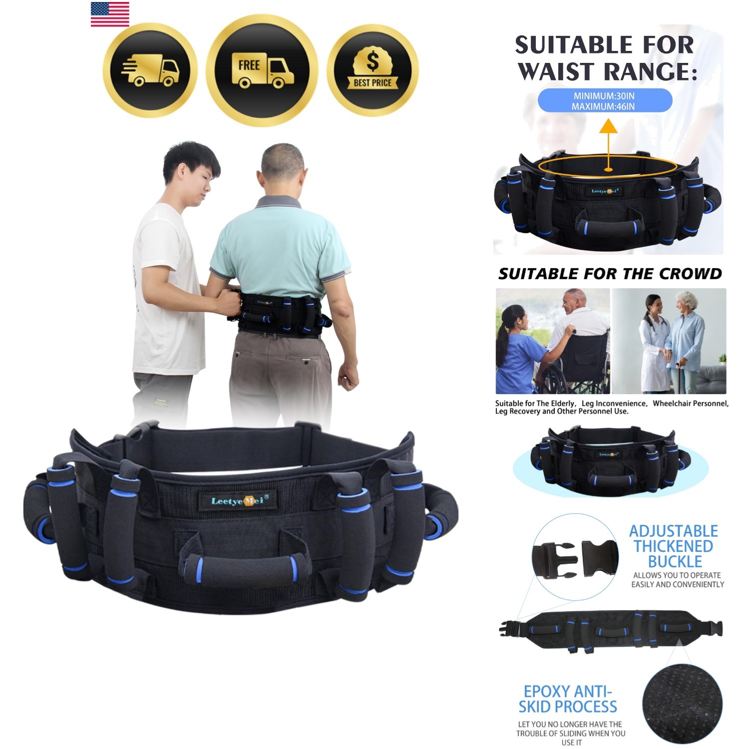 Gait Belt, Gait Belts for Seniors, Gate Belts Medical for Elderly, Gait Belt ...