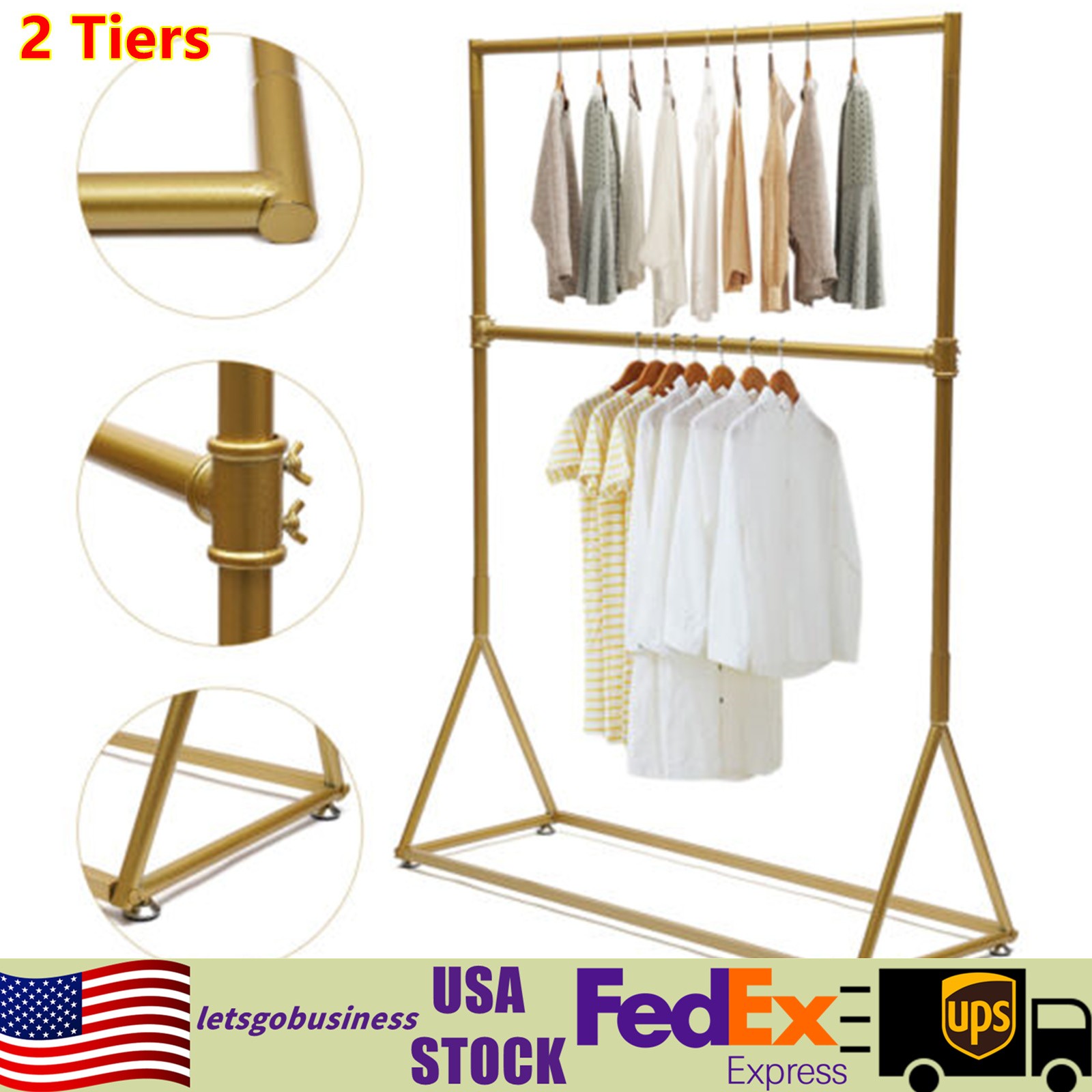 Freestanding Metal Garment Rack Clothes Hanger Stand Storage Holder Organizer US