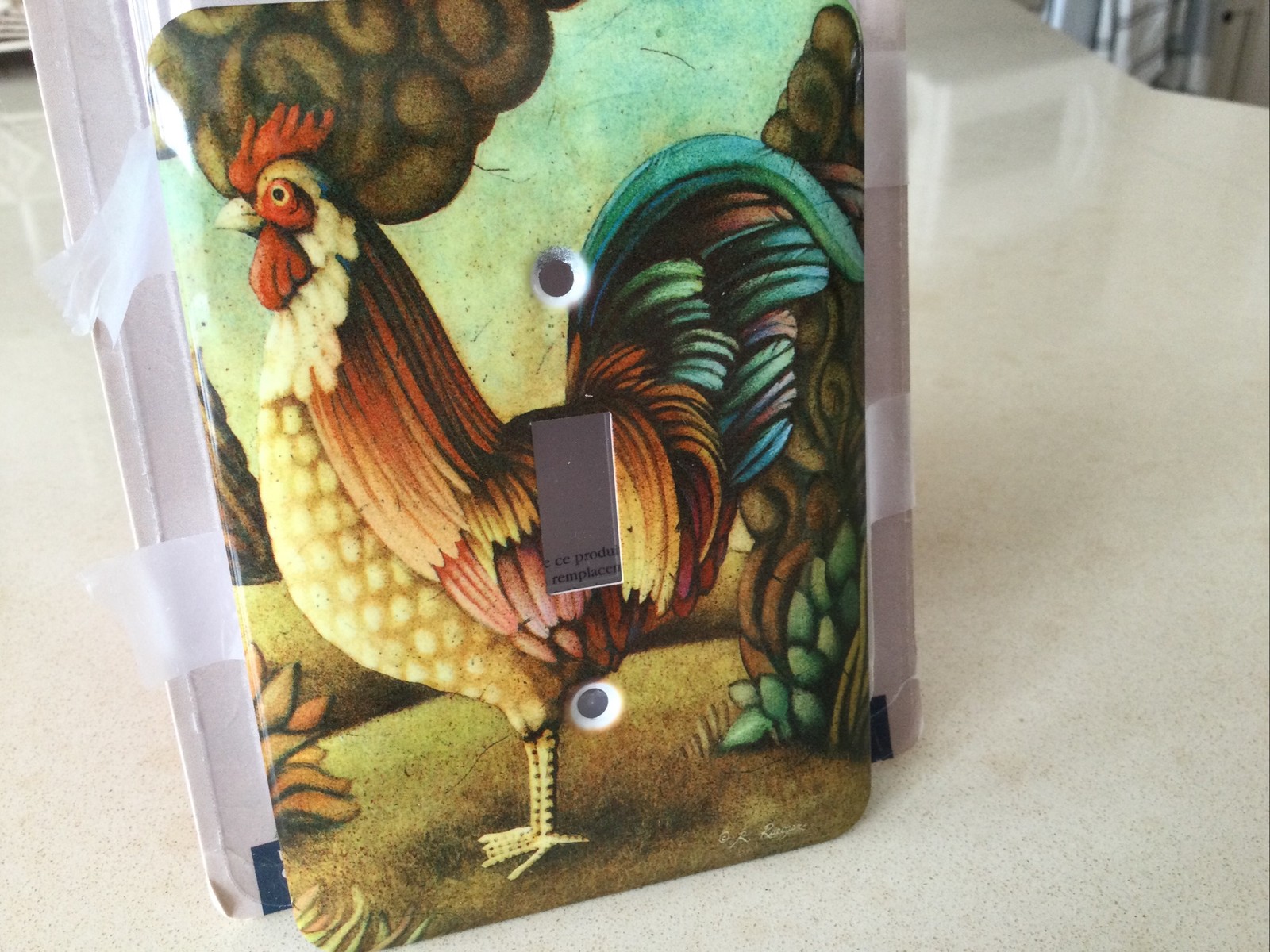 Deco Style Durable Metal Wall plate. Rooster.