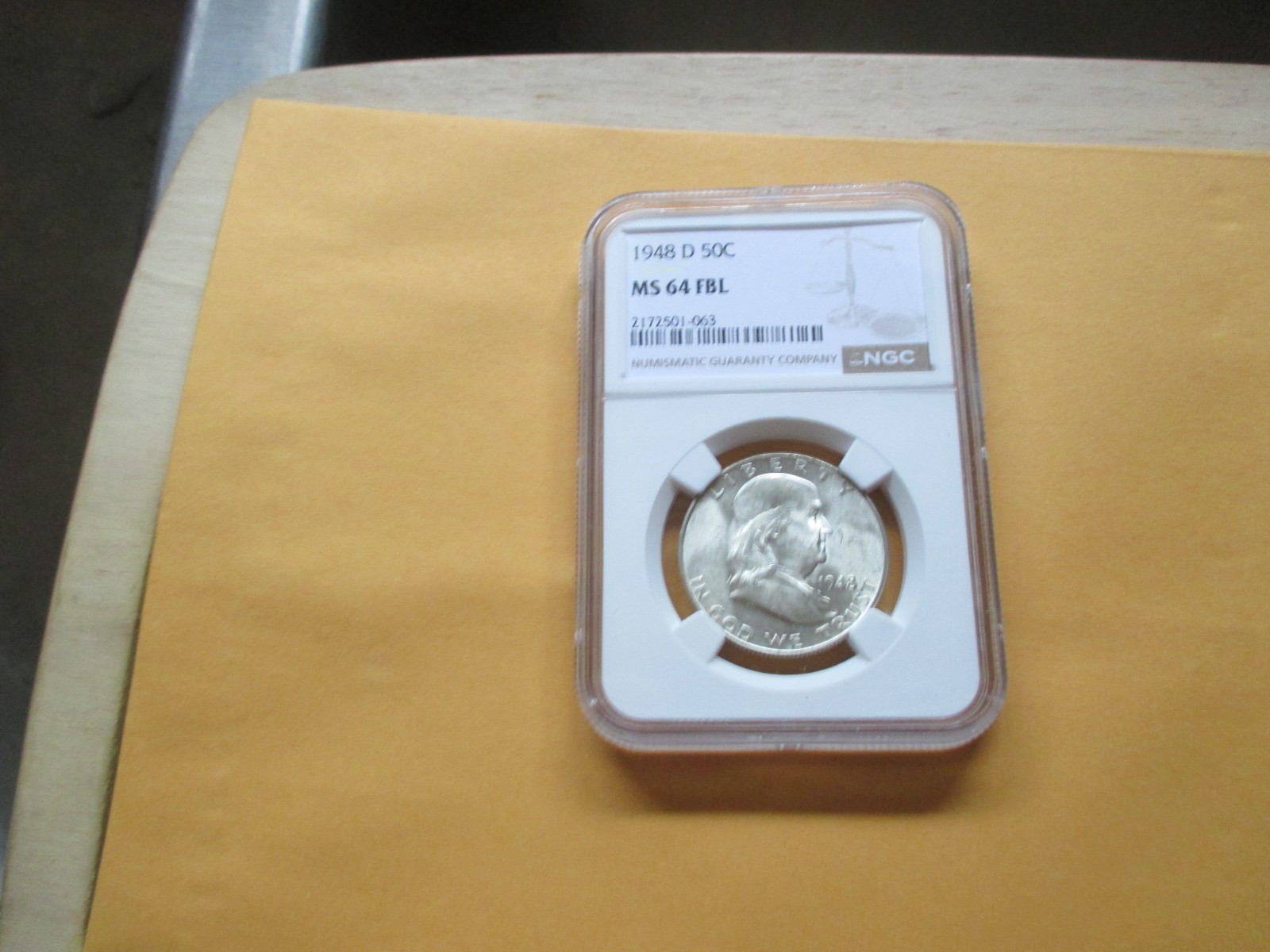 1948-D FRANKLIN HALF DOLLAR GRADED BY NGC MS 64 FBL