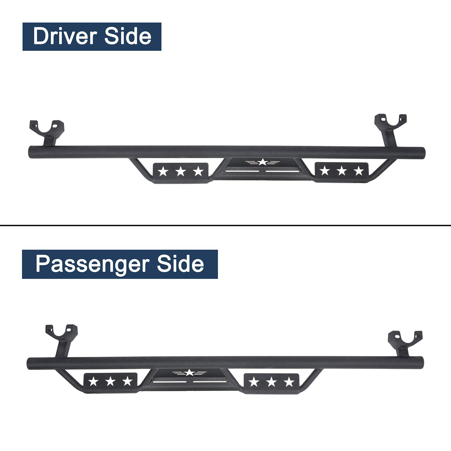 JKU Unlimited Side Steps Nerf Bar Running Board Solid Steel Compatible with Jeep