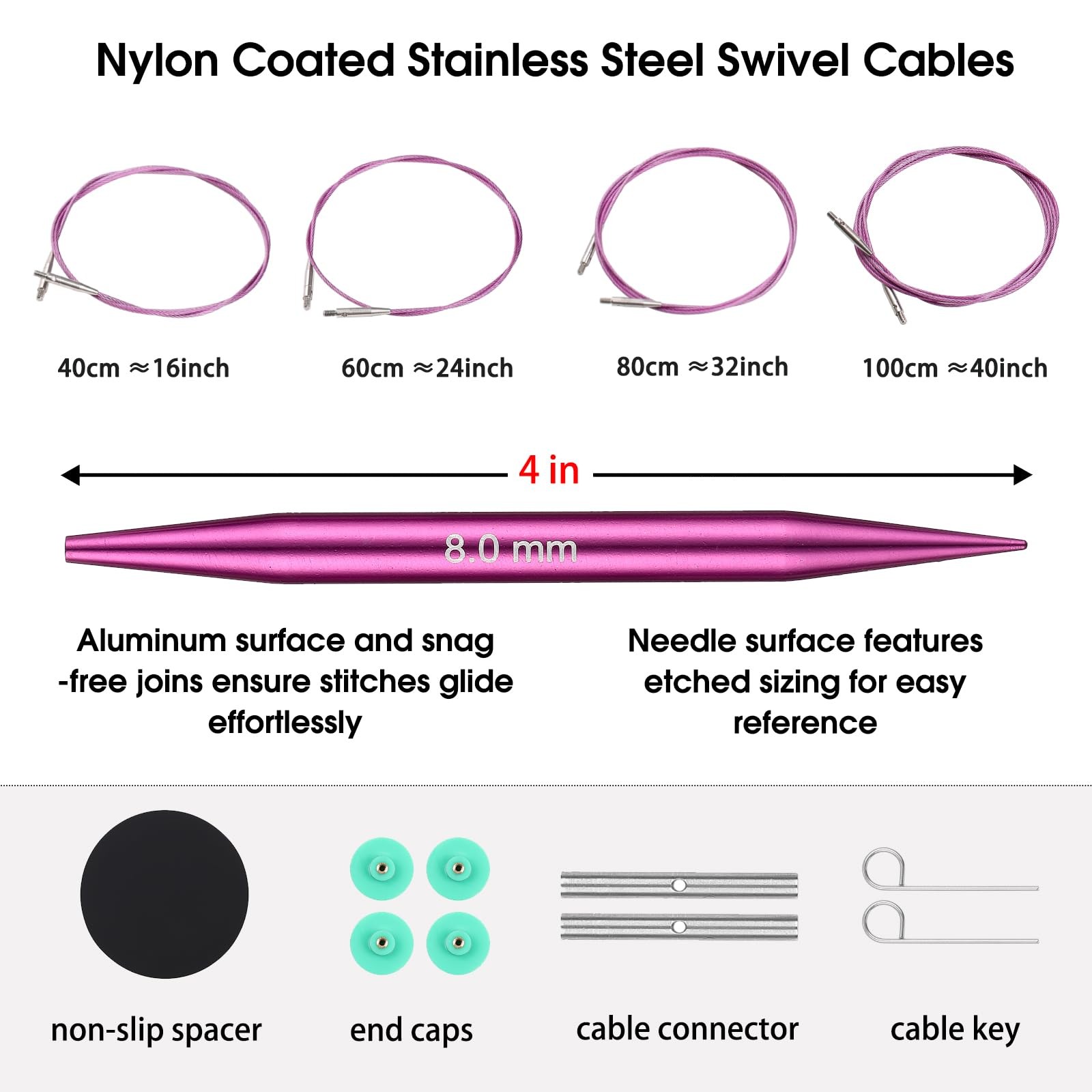 4Inch Interchangeable Circular Knitting Needles Set | US 2.515 3.010.0mm | 13...