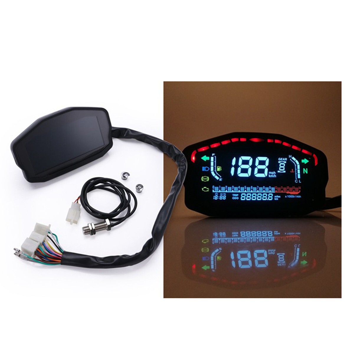 LED LCD Speedometer Digital Odometer Backlight Odometer Motorcycle Parts Durable