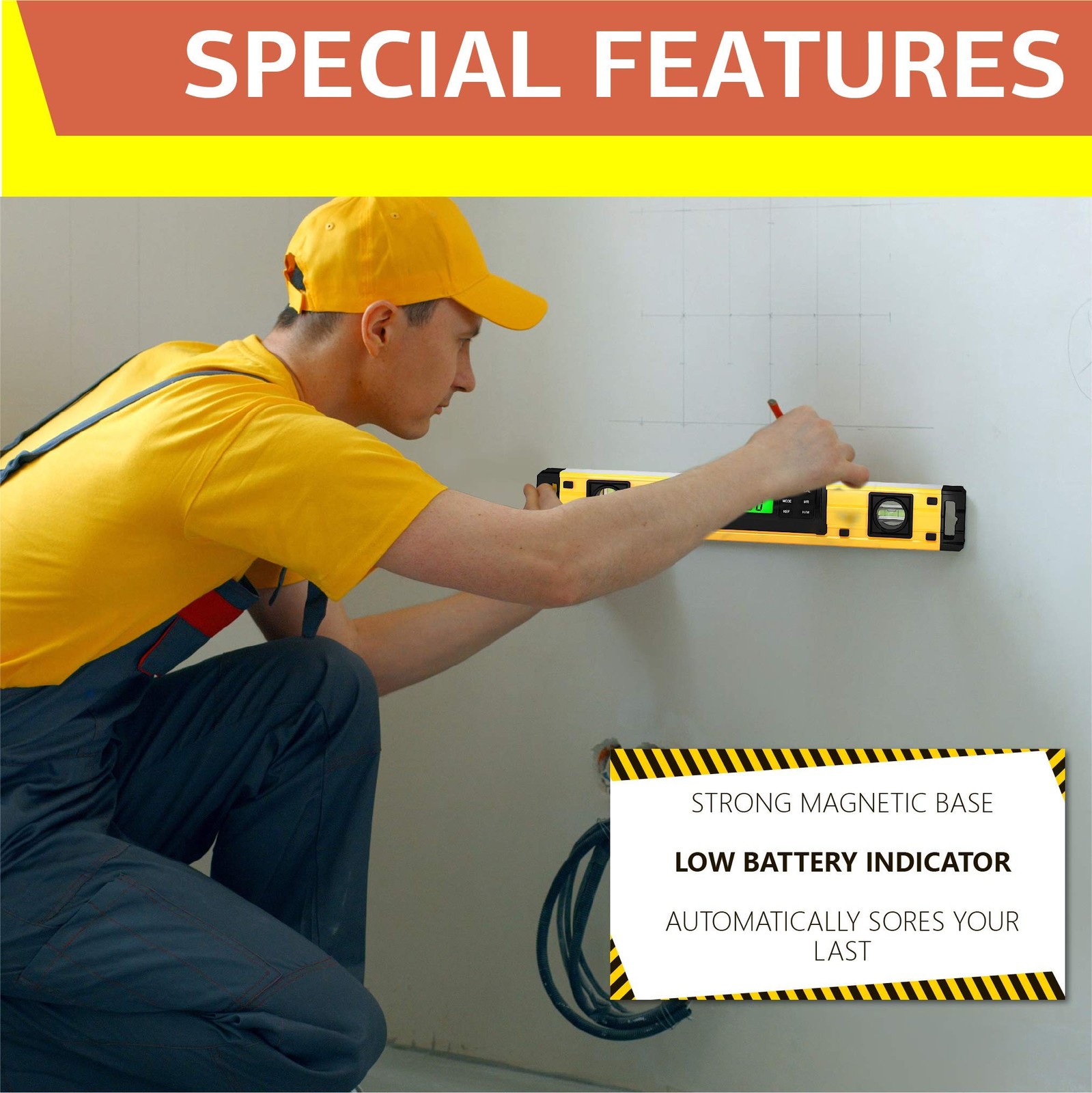 Digital Smart Level Tool - 18 Inch Magnetic Torpedo Level and Protractor -