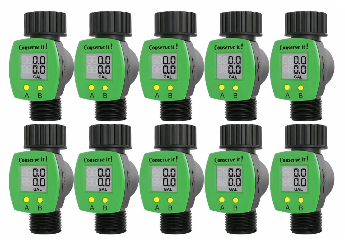 Water Flow Meter for Garden Hose for Watering or Filling RV Tank - LOT OF TEN!