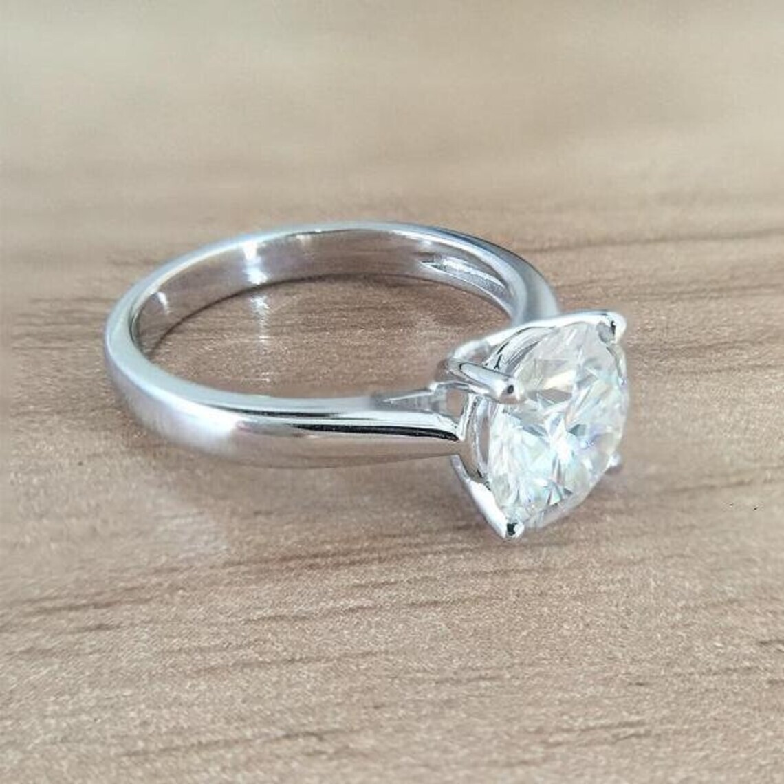 Lab-Created 3.20 Ct Round Cut White Diamond Engagement Ring 925 Sterling Silver